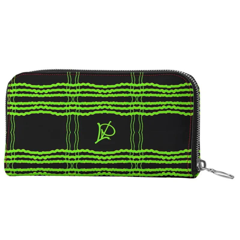 #173 leather zip purse LDCC green, and black print Limited addition