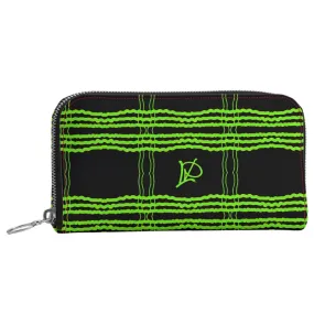 #173 leather zip purse LDCC green, and black print Limited addition