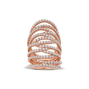 18k Rose Gold 3.01ctw Pave Diamond Long Lace Ring
