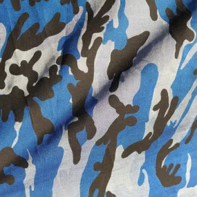 60" 100% Lyocell Tencel Camouflage 6 OZ Chambray Blue Camo Print Apparel and Face Mask Woven Fabric By the Yard
