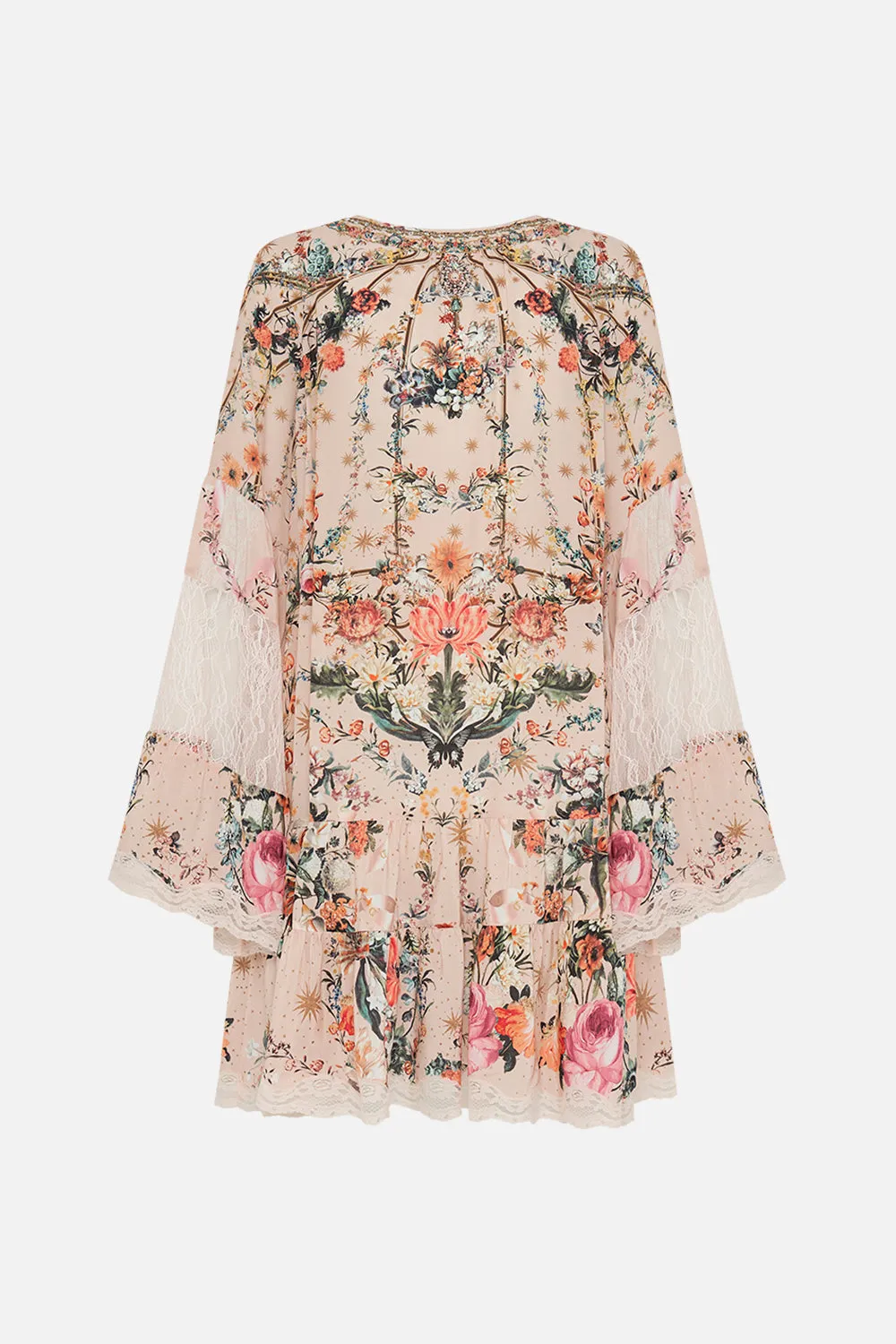 A-LINE GATHERED PANEL DRESS WITH LACE ROSE GARDEN REVOLUTION