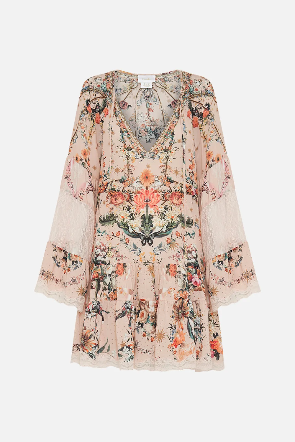 A-LINE GATHERED PANEL DRESS WITH LACE ROSE GARDEN REVOLUTION