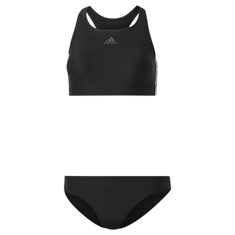 adidas Fitness 2 Piece 3 Stripe Bikini Set - Womens - Black