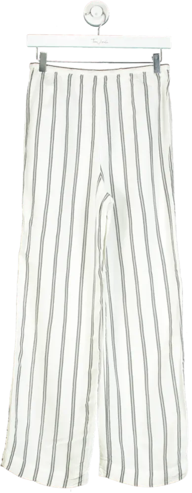 & Other Stories White Striped Drawstring Trousers UK XS