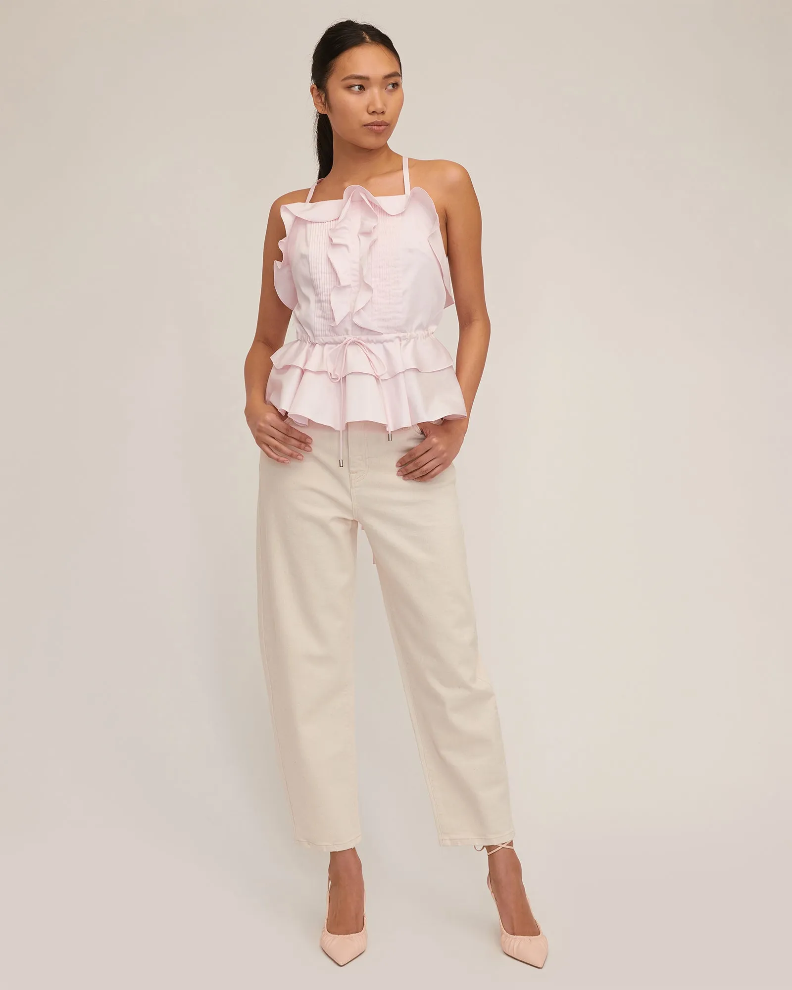 Bex Ruffle Apron Top in Soft Pink