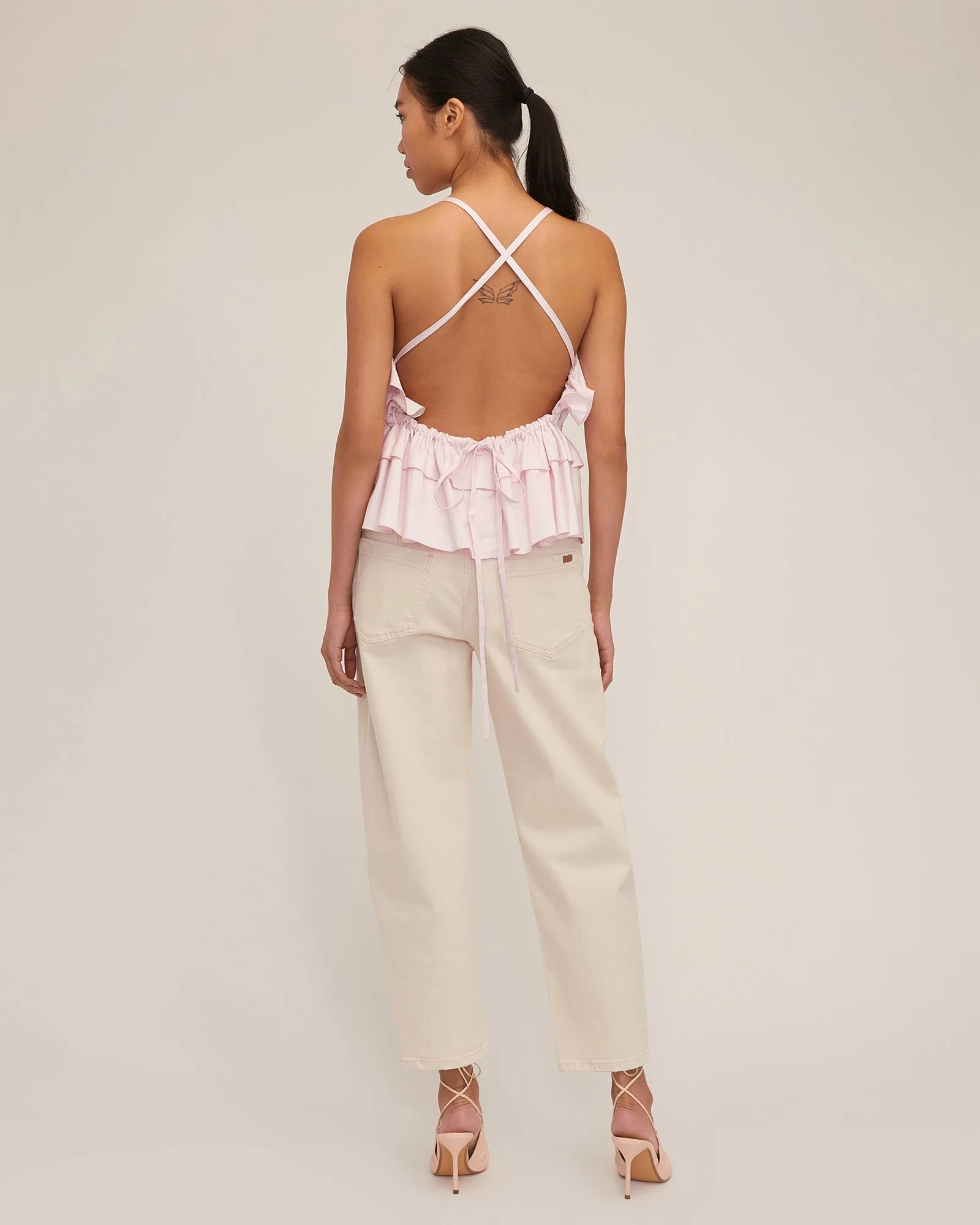 Bex Ruffle Apron Top in Soft Pink