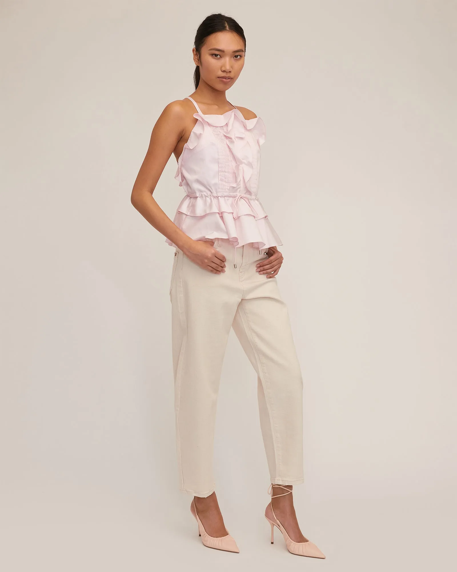 Bex Ruffle Apron Top in Soft Pink