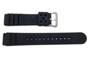 Black P142 Rubber 20mm-22mm Watch Strap Band