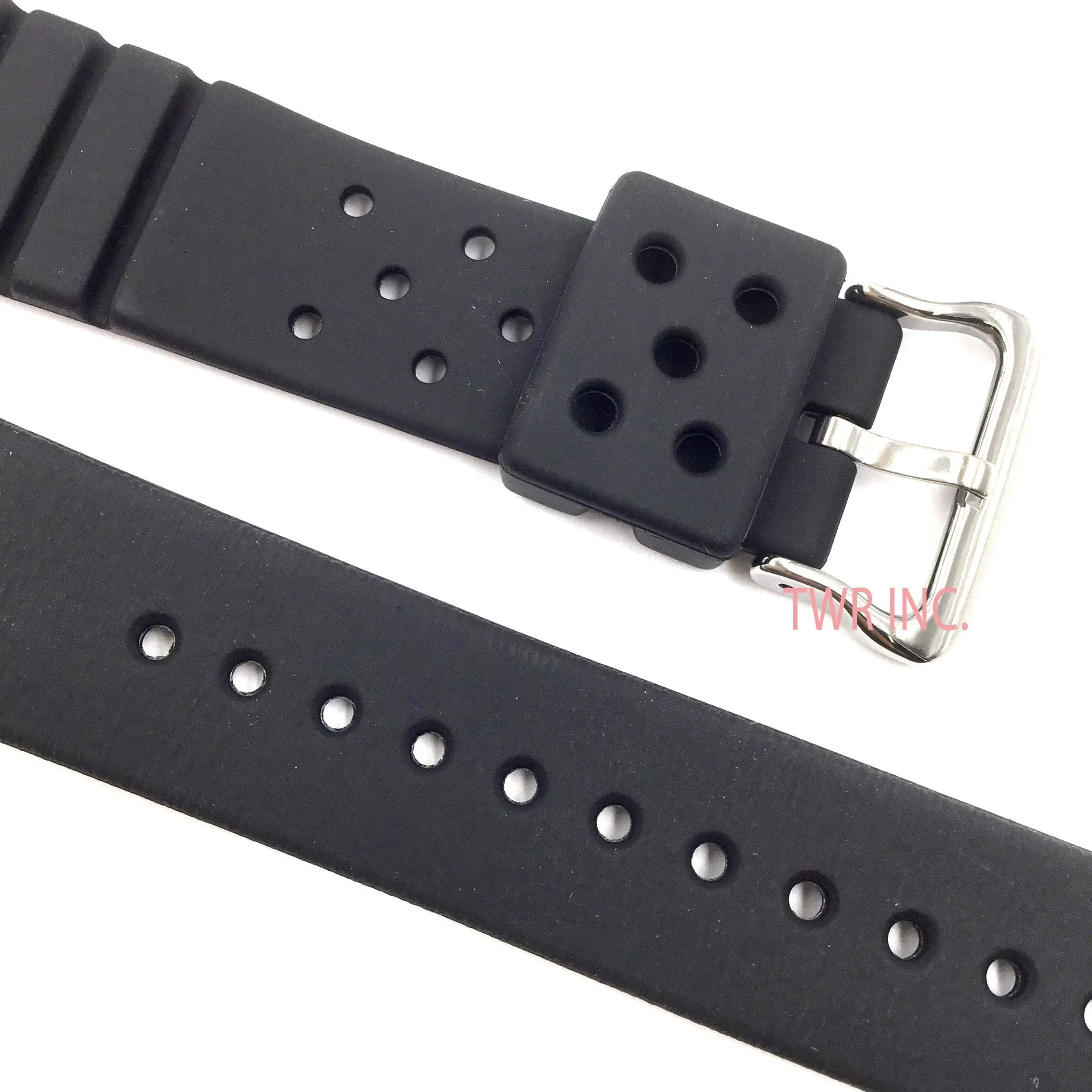 Black P142 Rubber 20mm-22mm Watch Strap Band