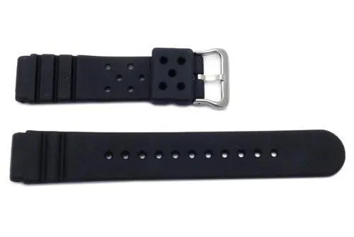 Black P142 Rubber 20mm-22mm Watch Strap Band