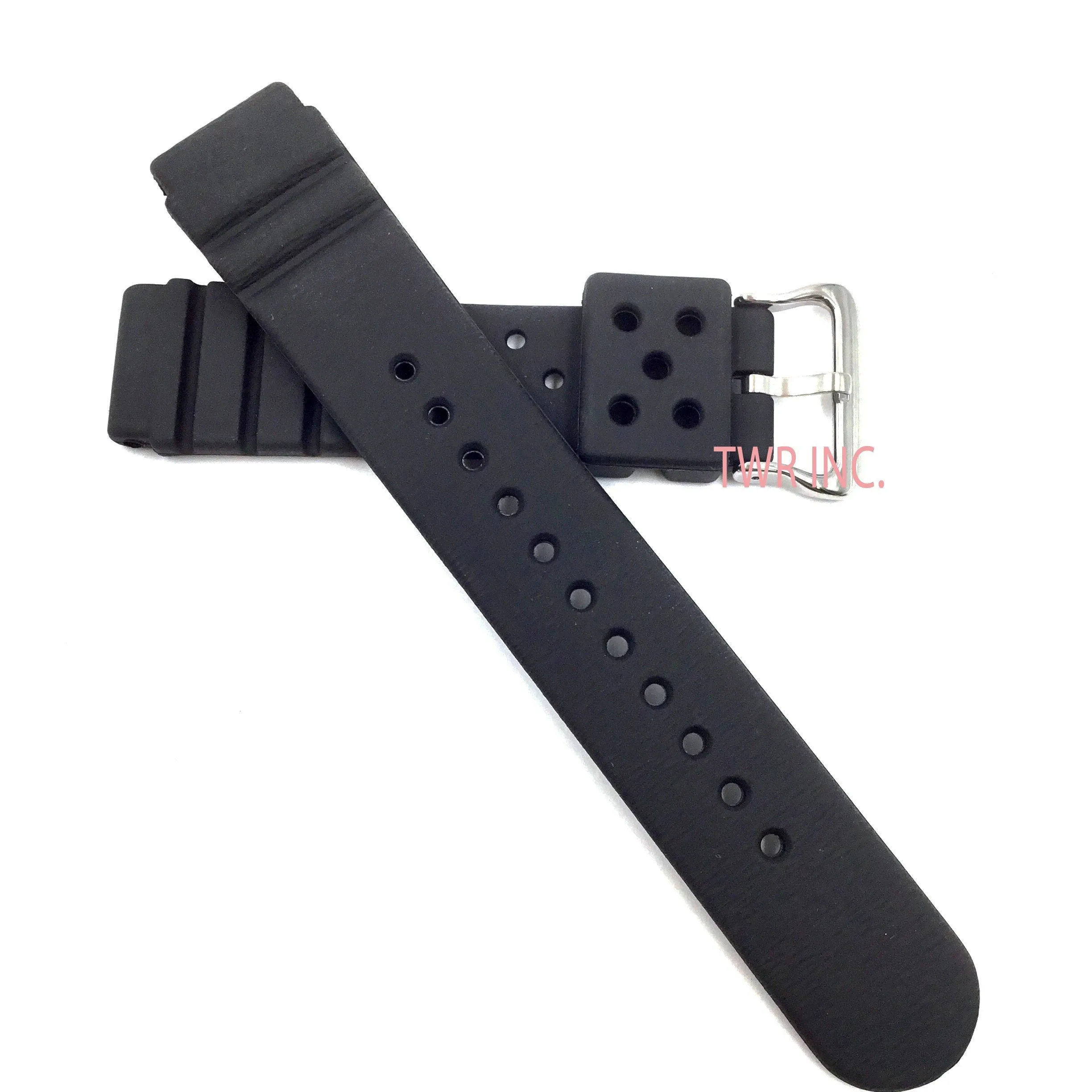 Black P142 Rubber 20mm-22mm Watch Strap Band