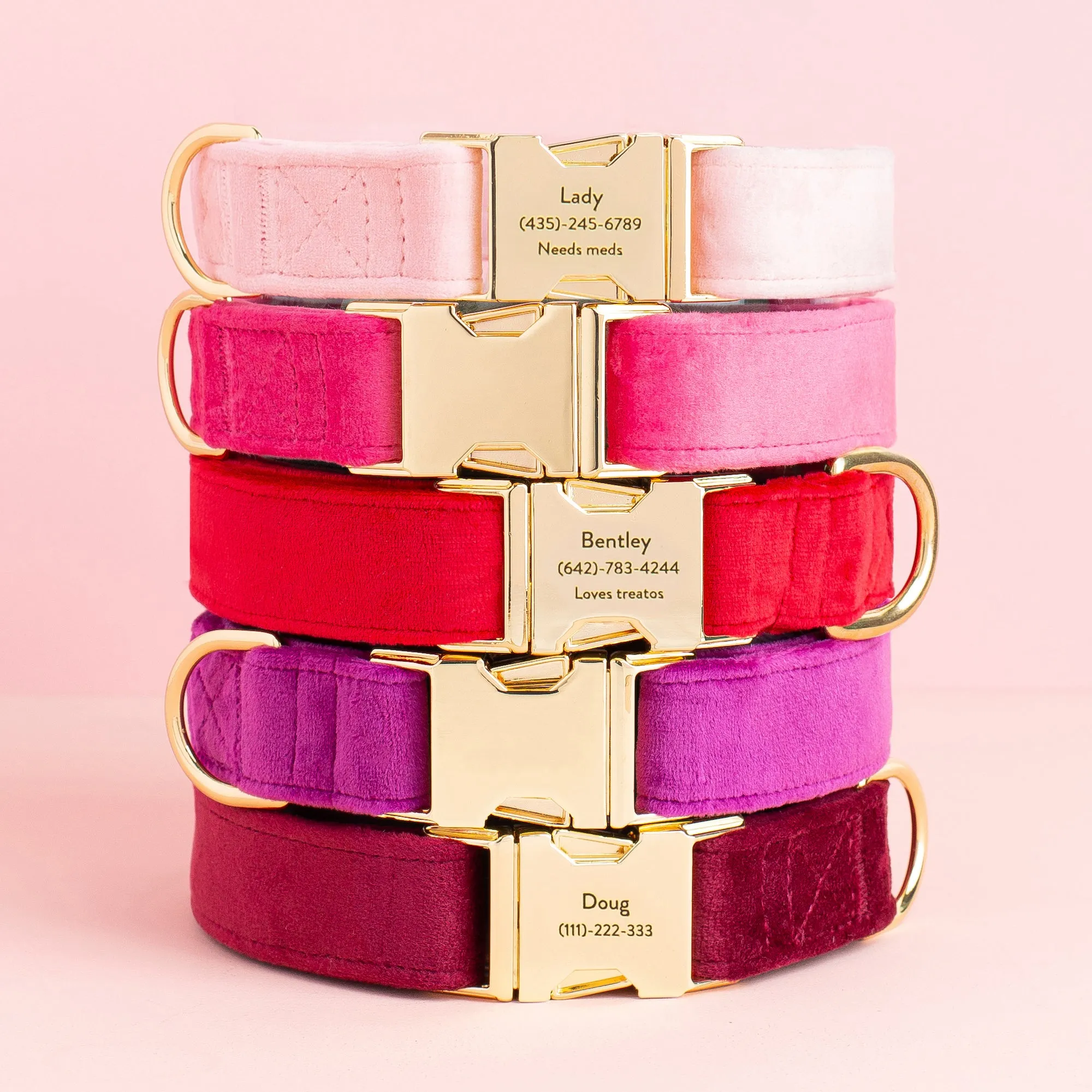 Blush Pink Velvet Dog Collar