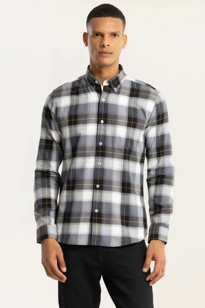 Bold Block Line Ash Grey Checks Shirts