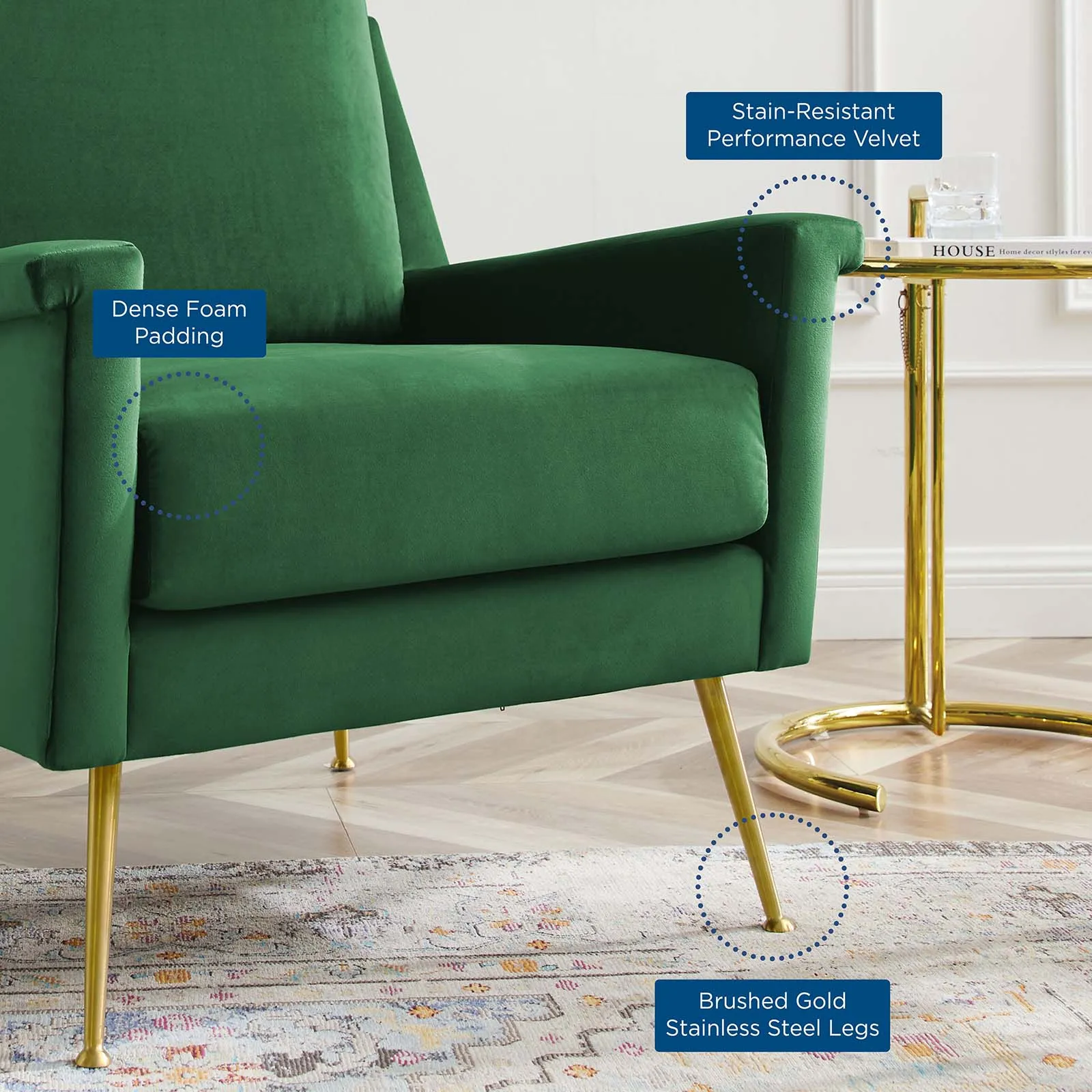 Chesapeake Performance Velvet Armchair by Modway
