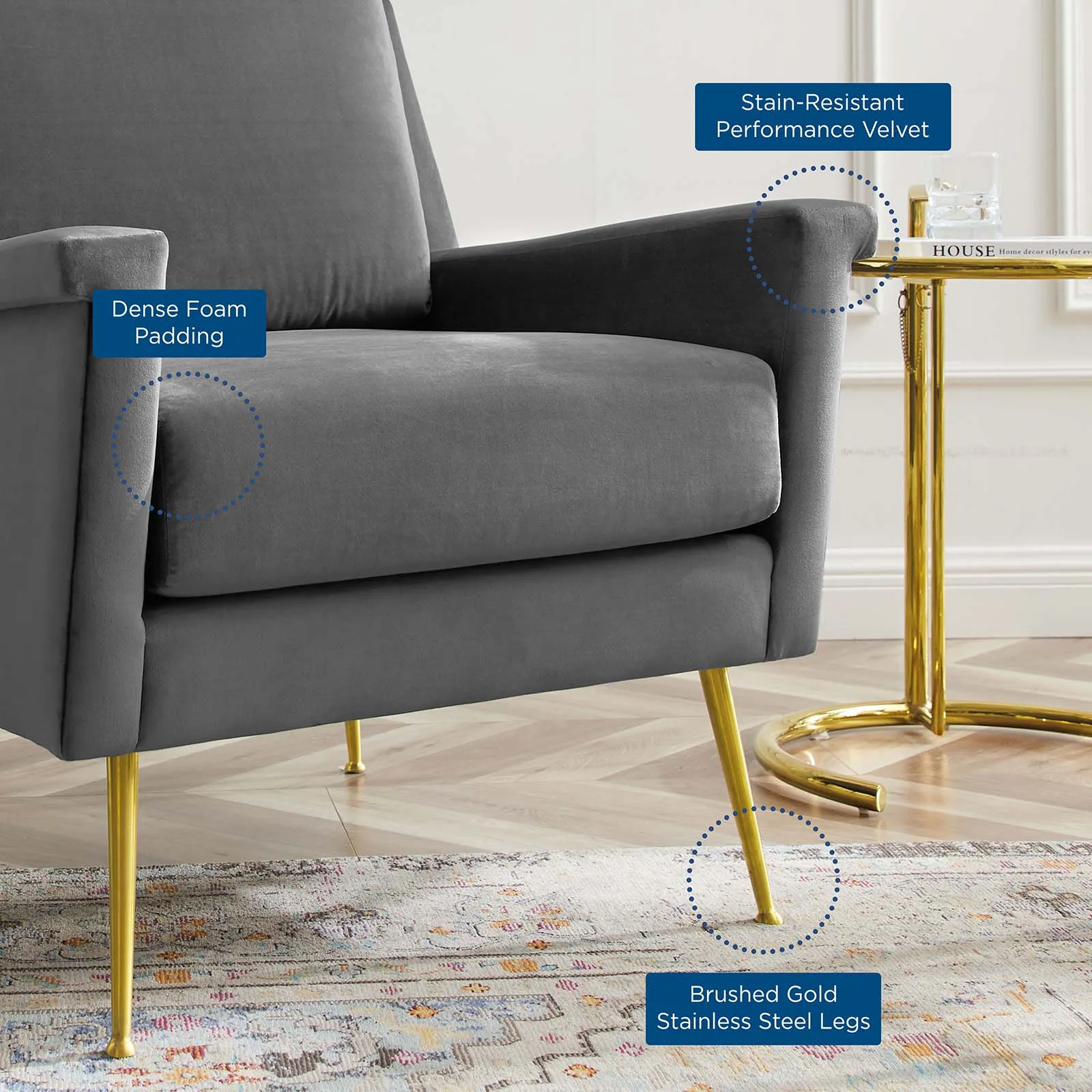 Chesapeake Performance Velvet Armchair by Modway
