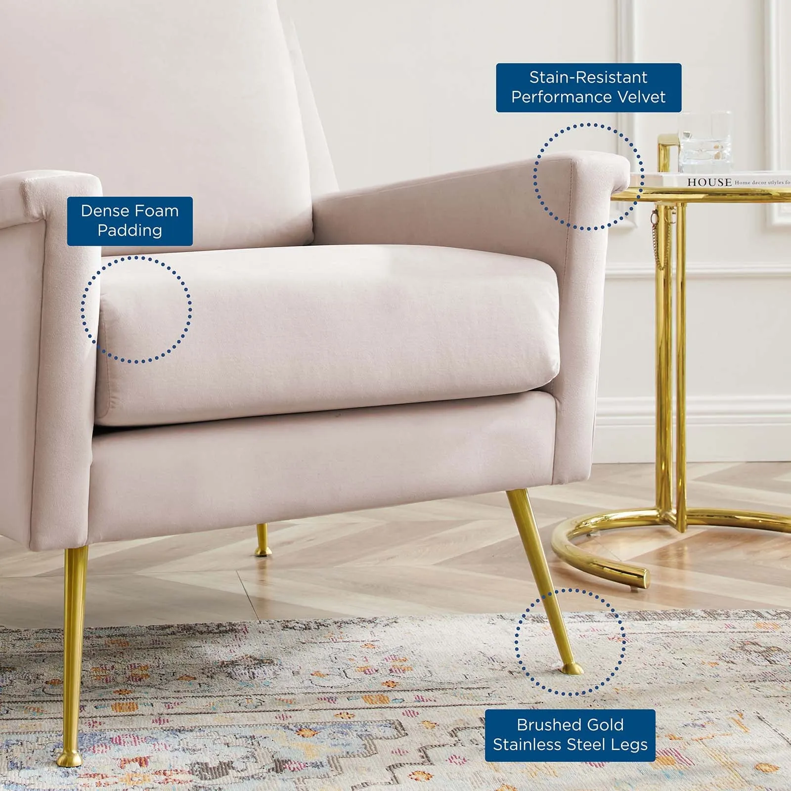Chesapeake Performance Velvet Armchair by Modway
