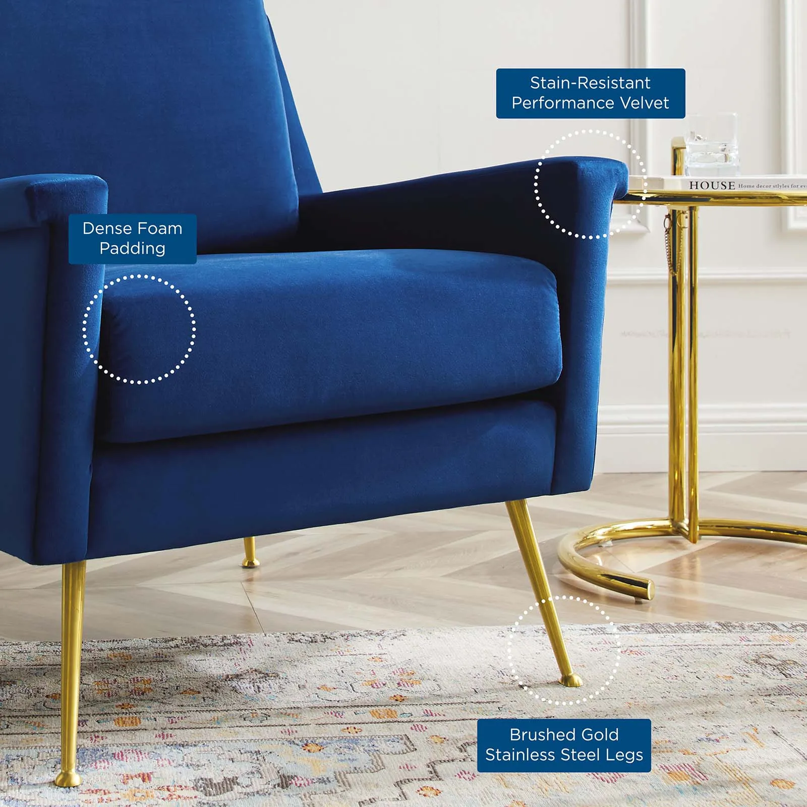 Chesapeake Performance Velvet Armchair by Modway