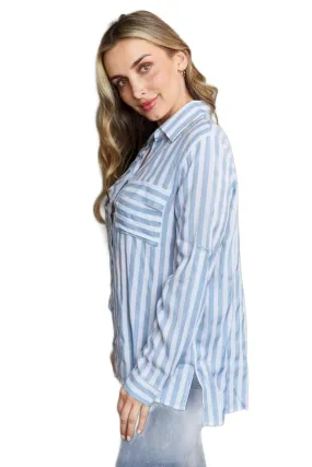 Collared Button Down Striped Shirt