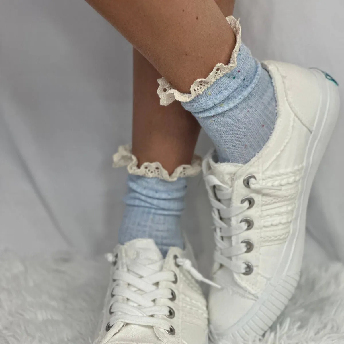 CONFETTI  lace topped ankle socks - blue