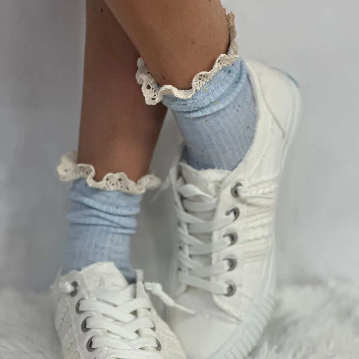 CONFETTI  lace topped ankle socks - blue