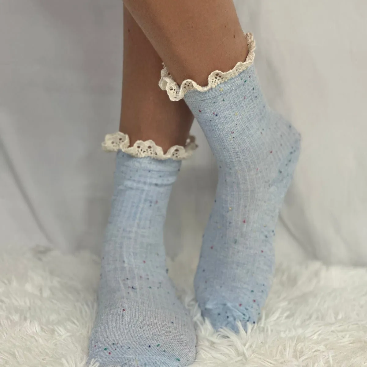 CONFETTI  lace topped ankle socks - blue