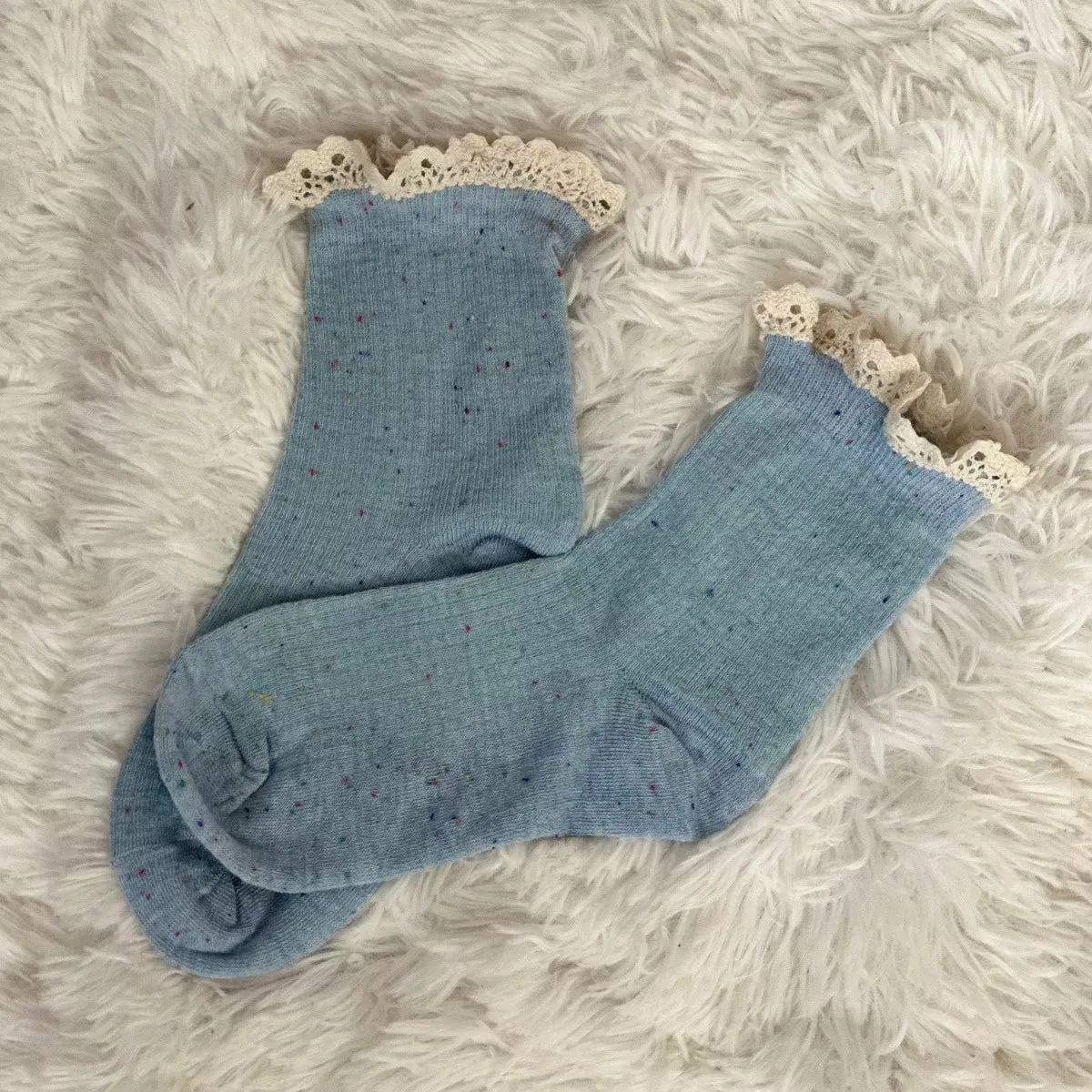 CONFETTI  lace topped ankle socks - blue