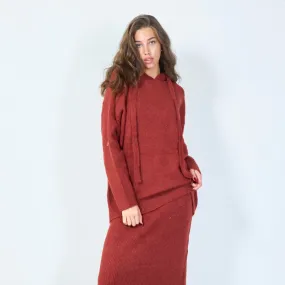 Cozy knitted hoodie with drawstring detail wholesale
