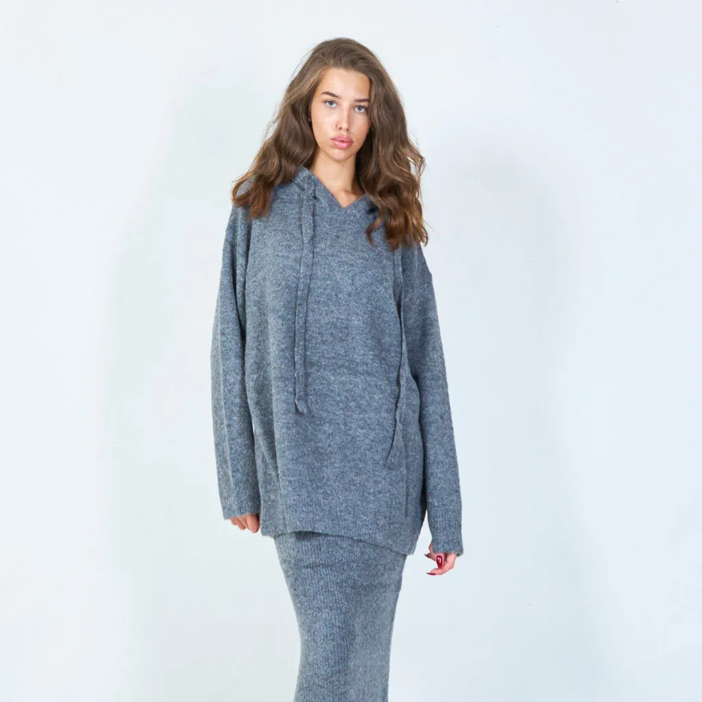Cozy knitted hoodie with drawstring detail wholesale