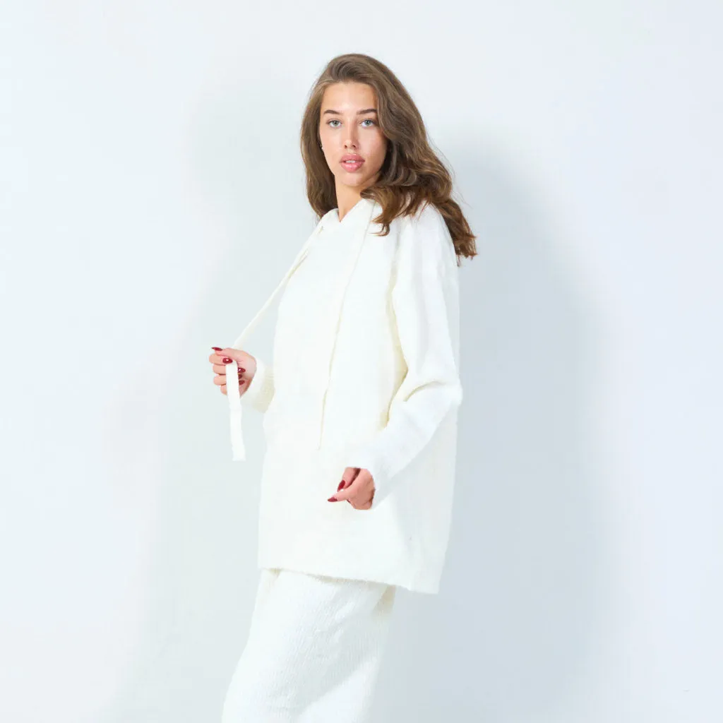 Cozy knitted hoodie with drawstring detail wholesale