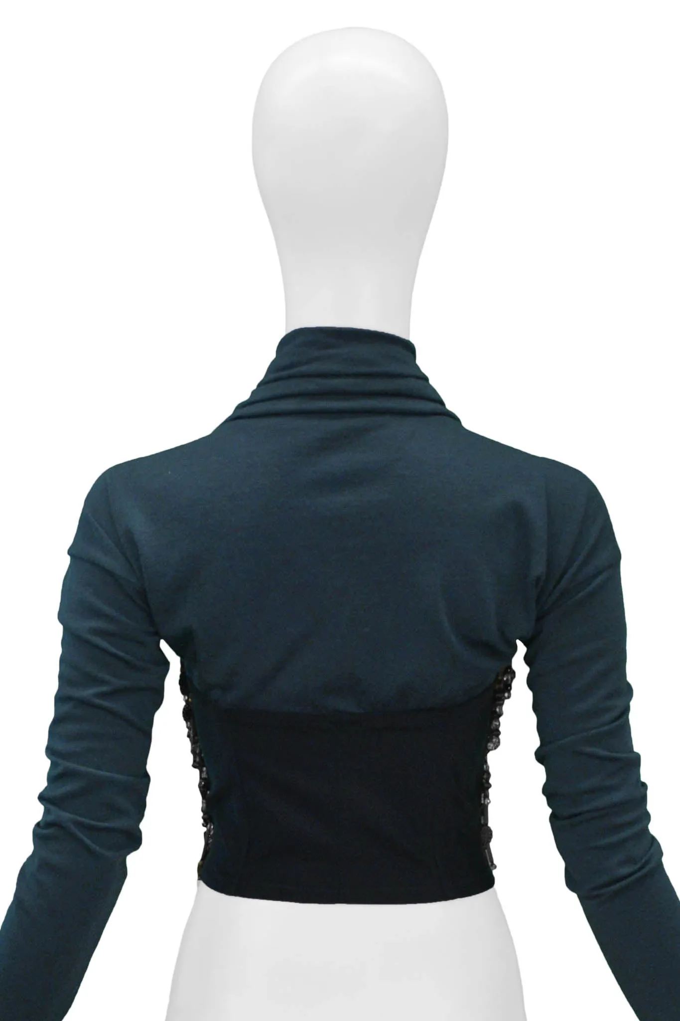 DOLCE & GABBANA GREY-GREEN BEADED KNIT JACKET