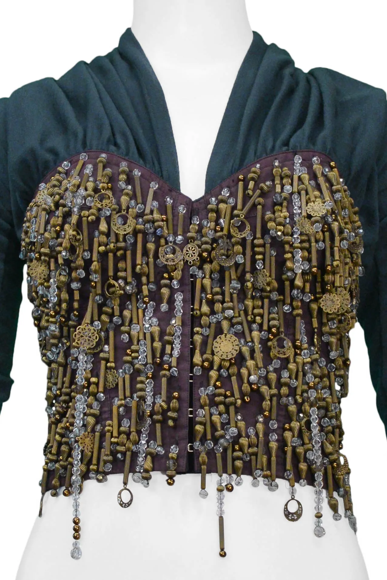 DOLCE & GABBANA GREY-GREEN BEADED KNIT JACKET