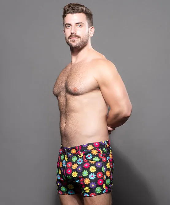 Flower Power Skinny Stretch Jean Shorts (3” Inseam)