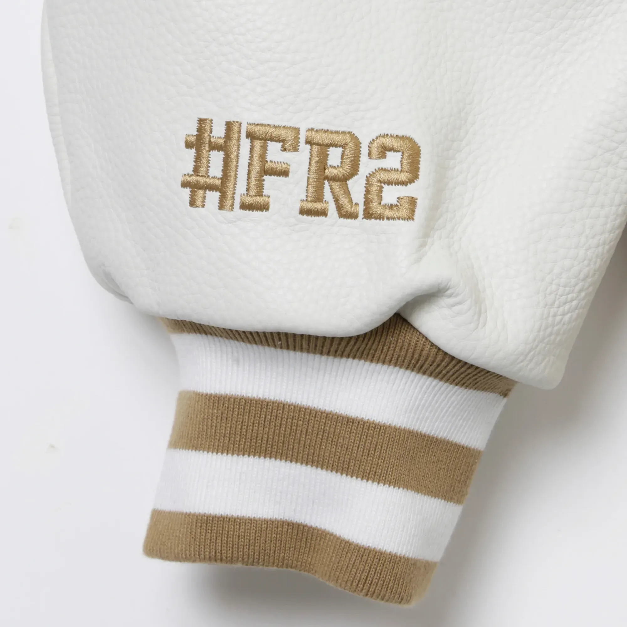 Fxxking Rabbits Embroidery Varsity Jacket Beige