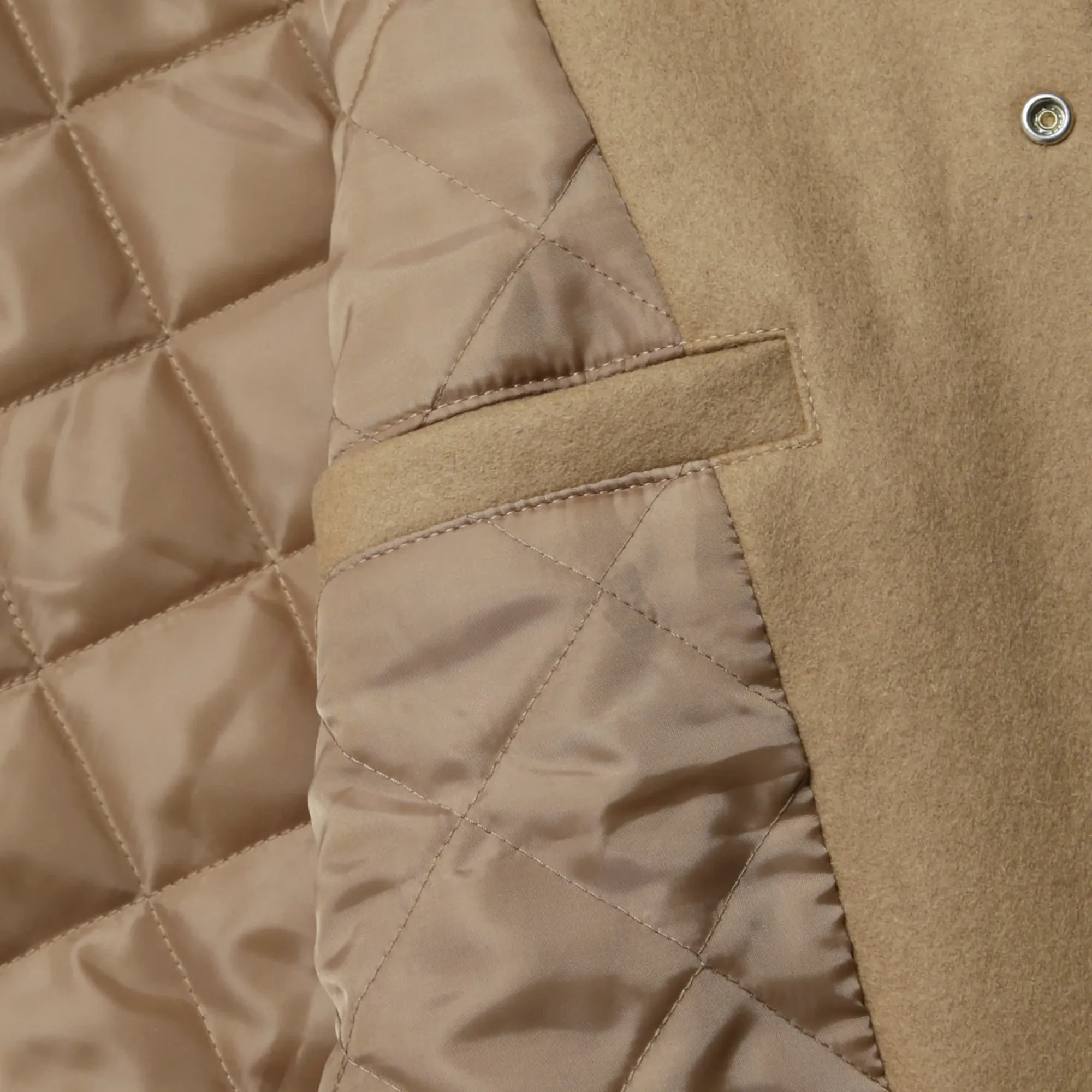 Fxxking Rabbits Embroidery Varsity Jacket Beige