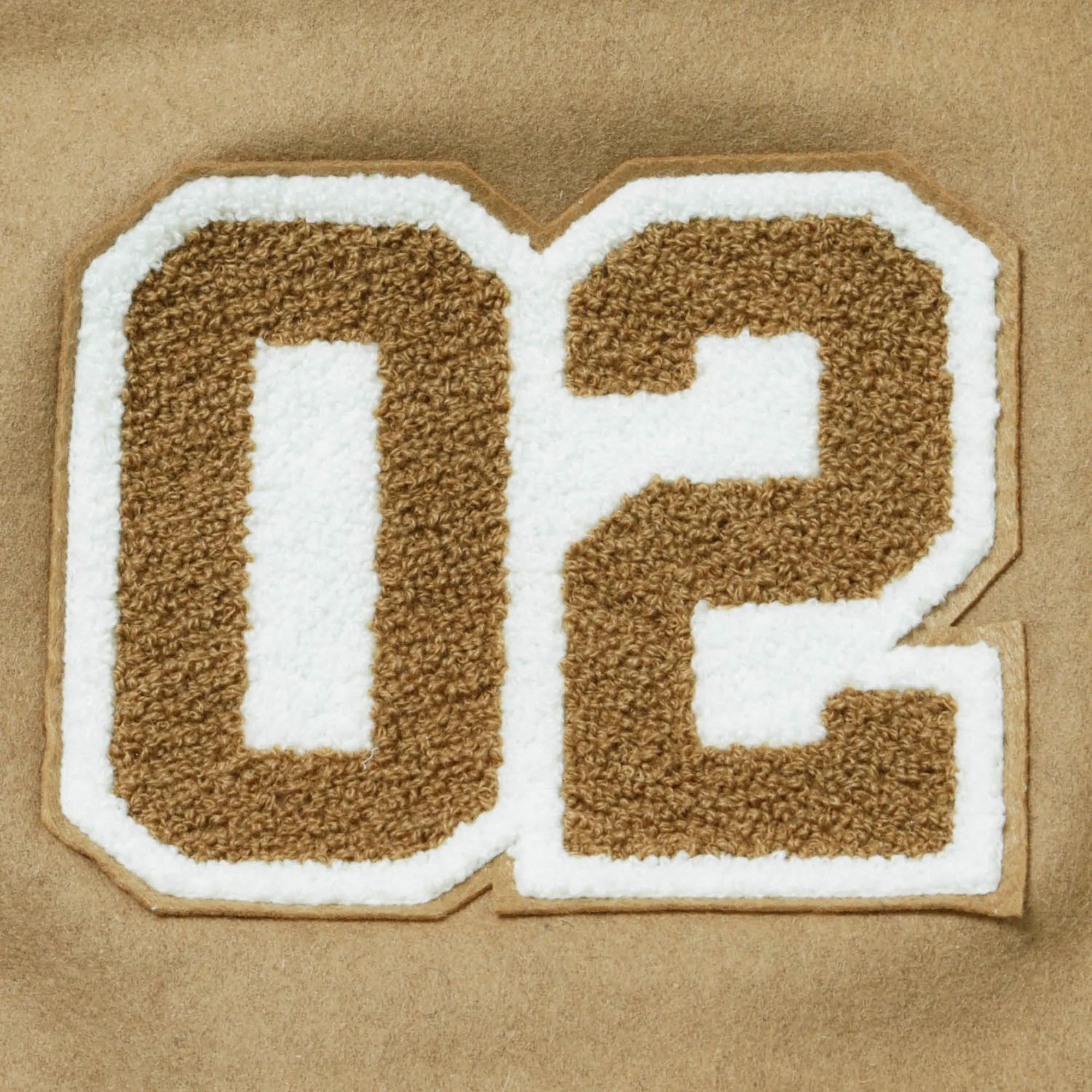 Fxxking Rabbits Embroidery Varsity Jacket Beige