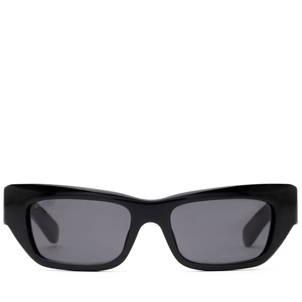 Gucci Rectangular Frame Sunglasses - Black/Solid Grey