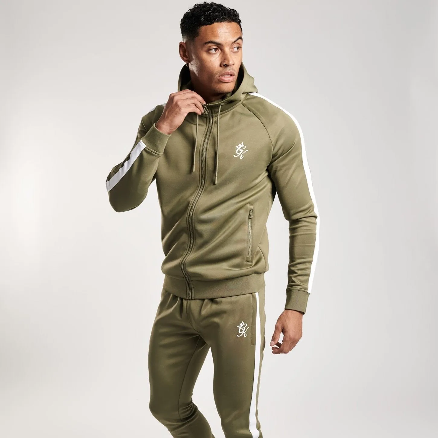Gym King Basis Poly Tracksuit Top - Light Khaki