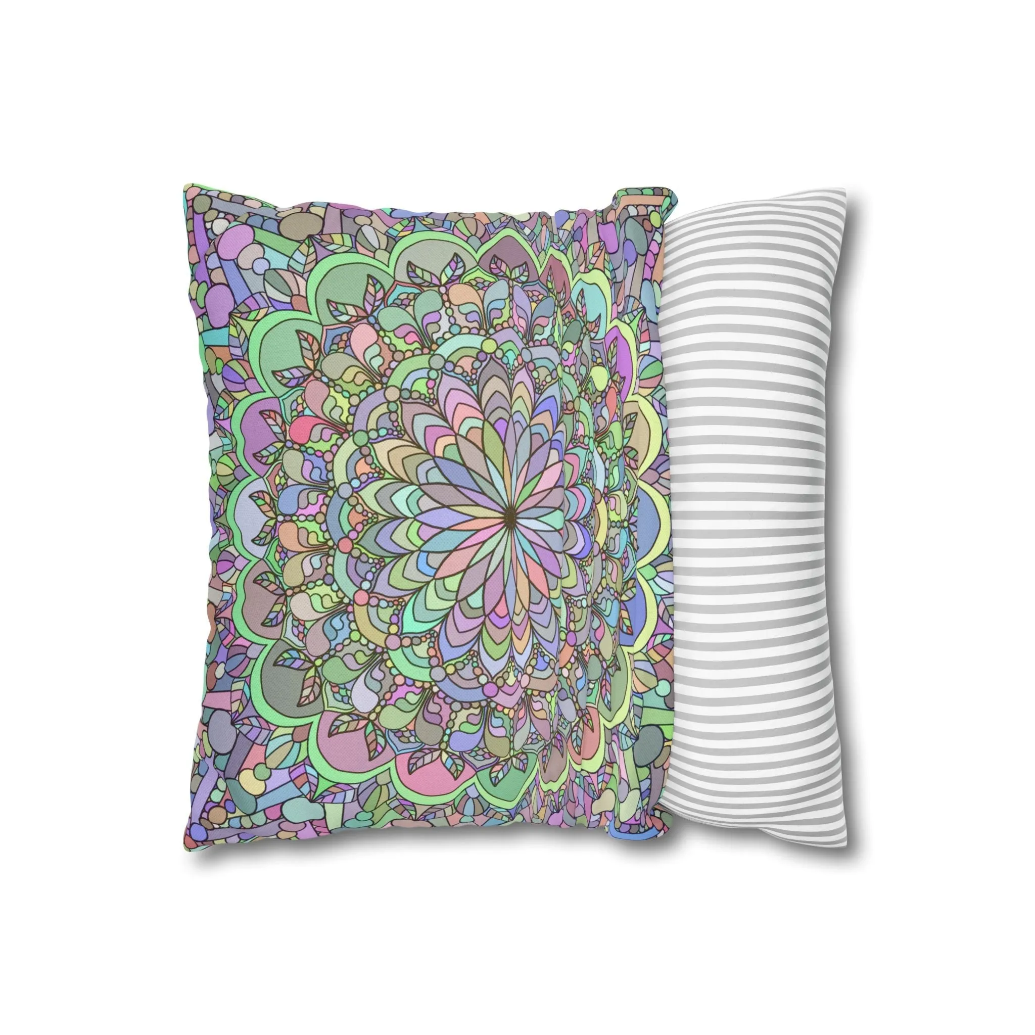 Handmade Mandala Art Square Pillowcase - Pastel Colors