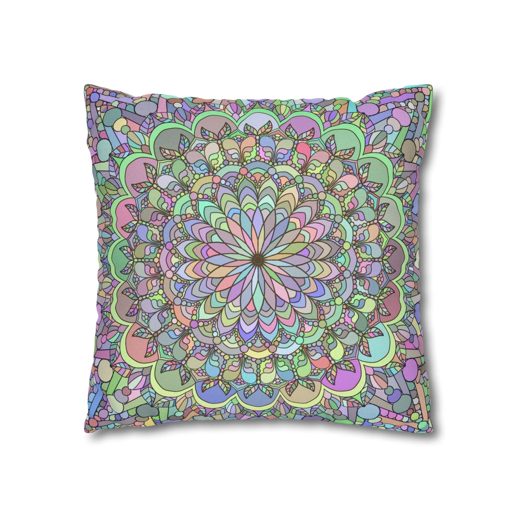 Handmade Mandala Art Square Pillowcase - Pastel Colors