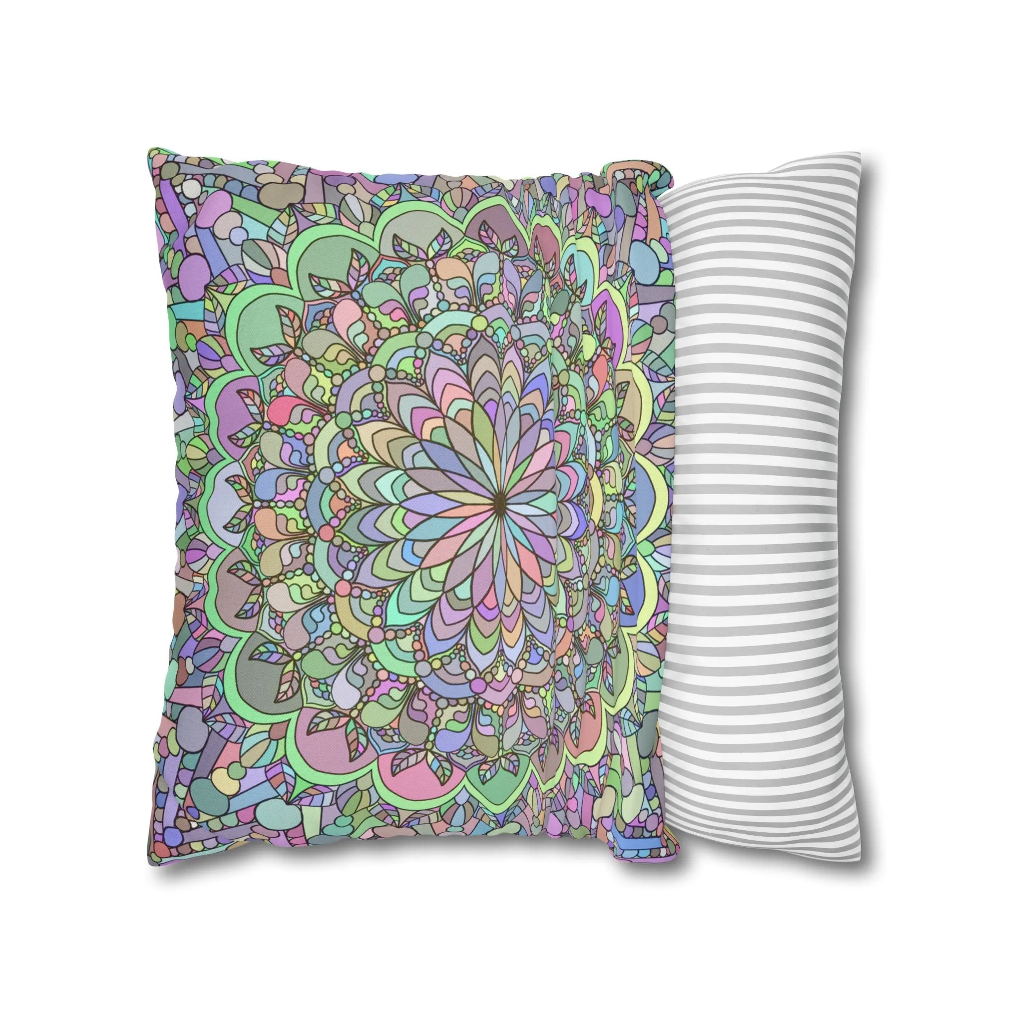 Handmade Mandala Art Square Pillowcase - Pastel Colors