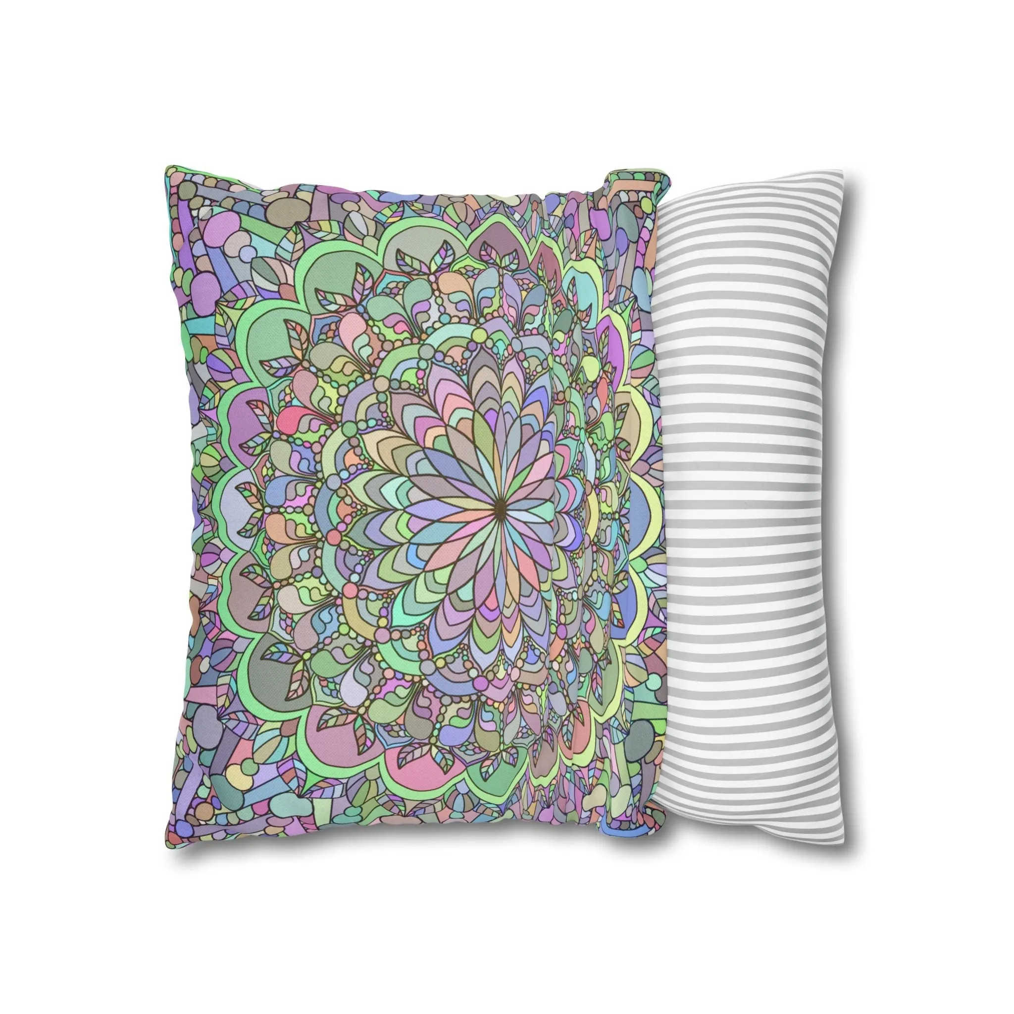 Handmade Mandala Art Square Pillowcase - Pastel Colors