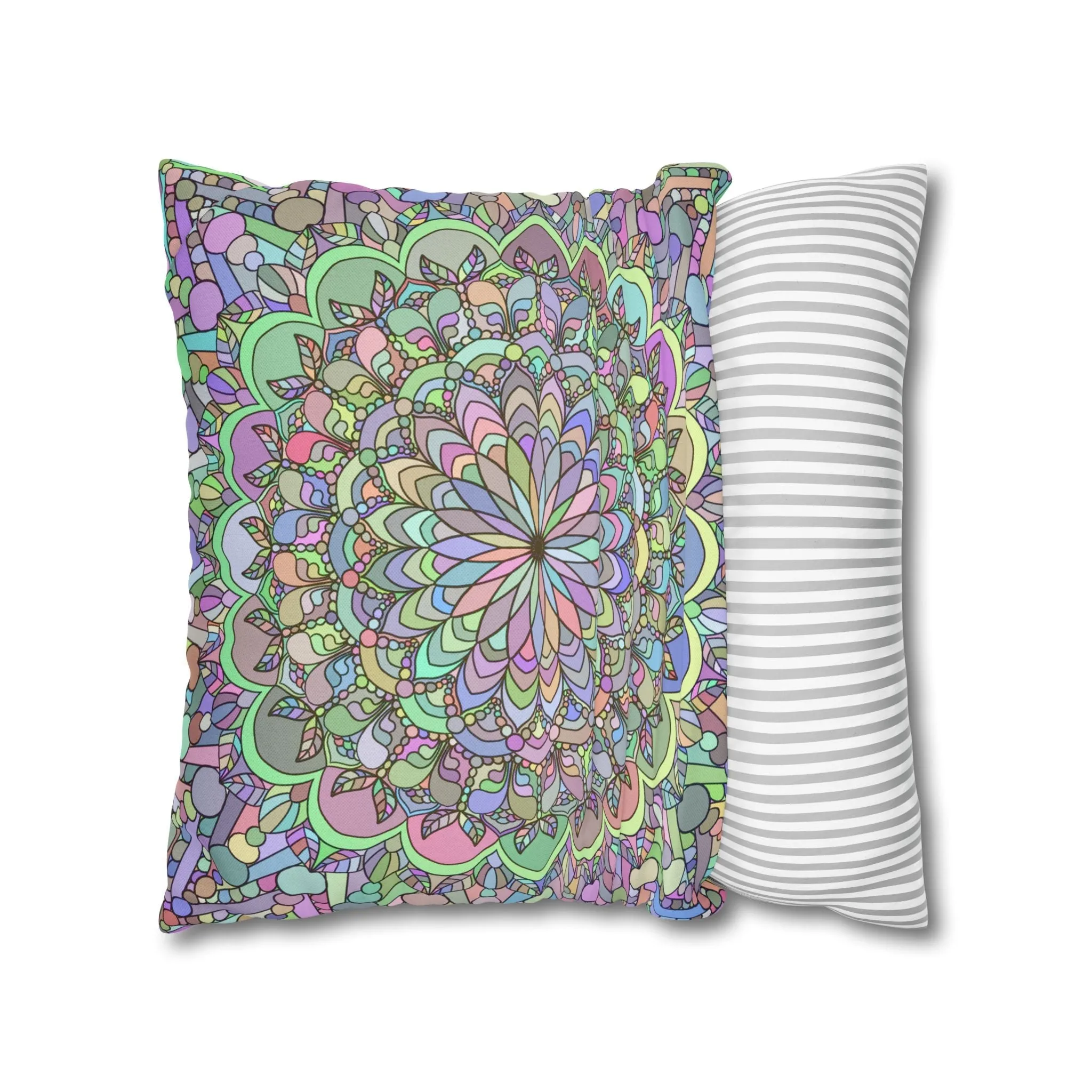 Handmade Mandala Art Square Pillowcase - Pastel Colors