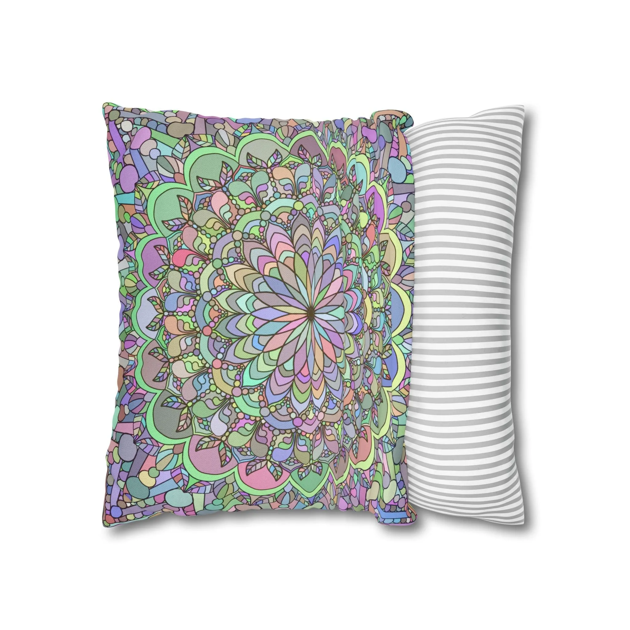 Handmade Mandala Art Square Pillowcase - Pastel Colors