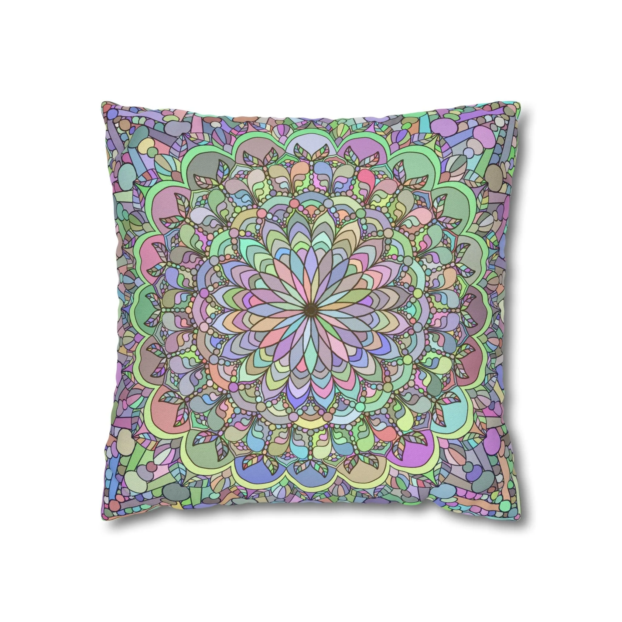Handmade Mandala Art Square Pillowcase - Pastel Colors