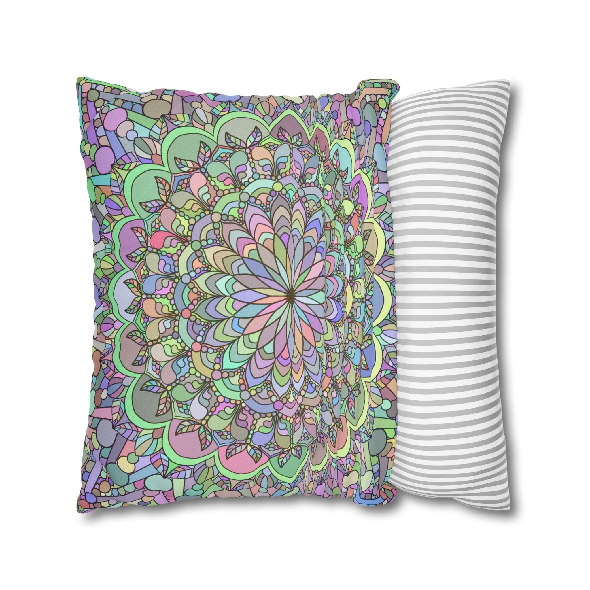 Handmade Mandala Art Square Pillowcase - Pastel Colors