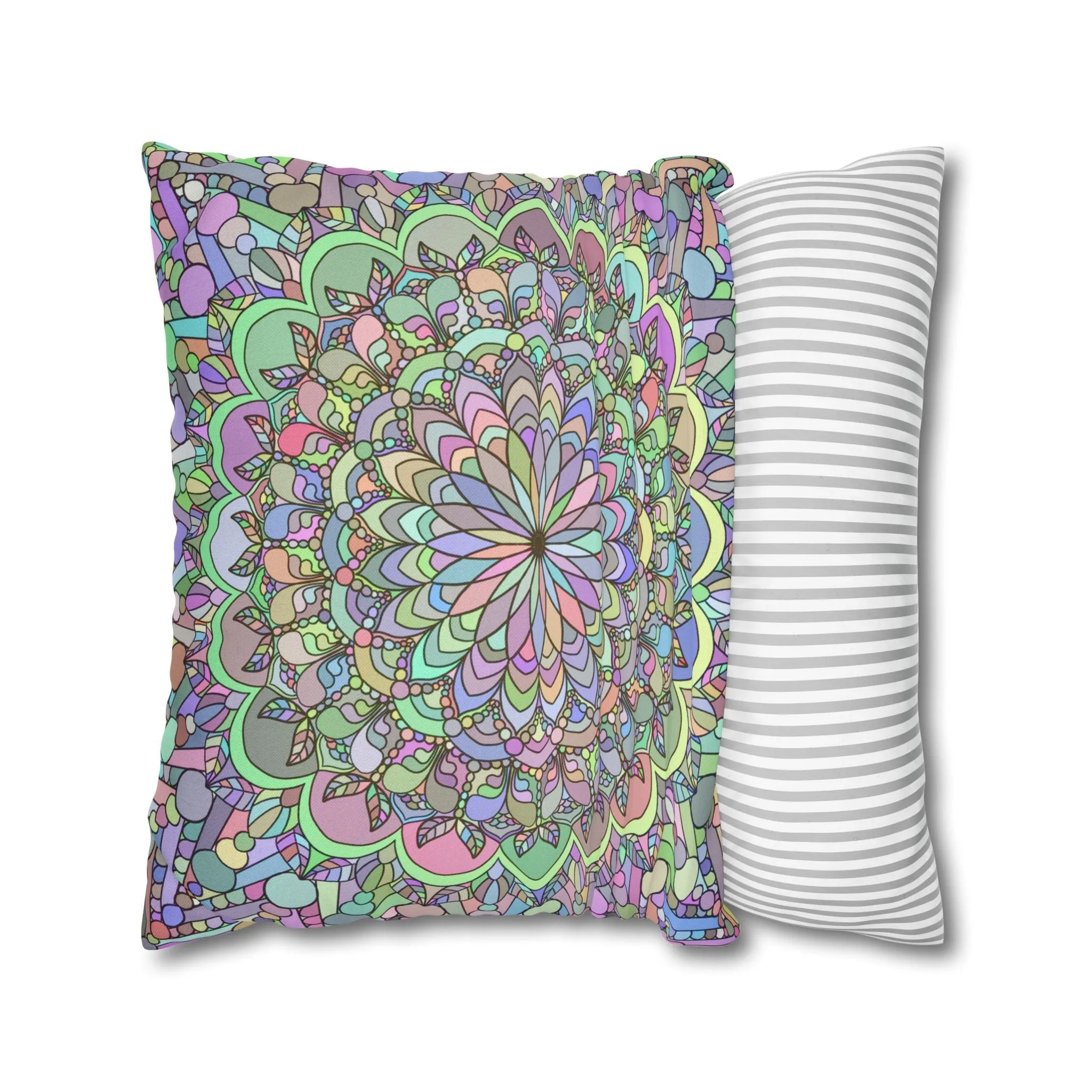 Handmade Mandala Art Square Pillowcase - Pastel Colors