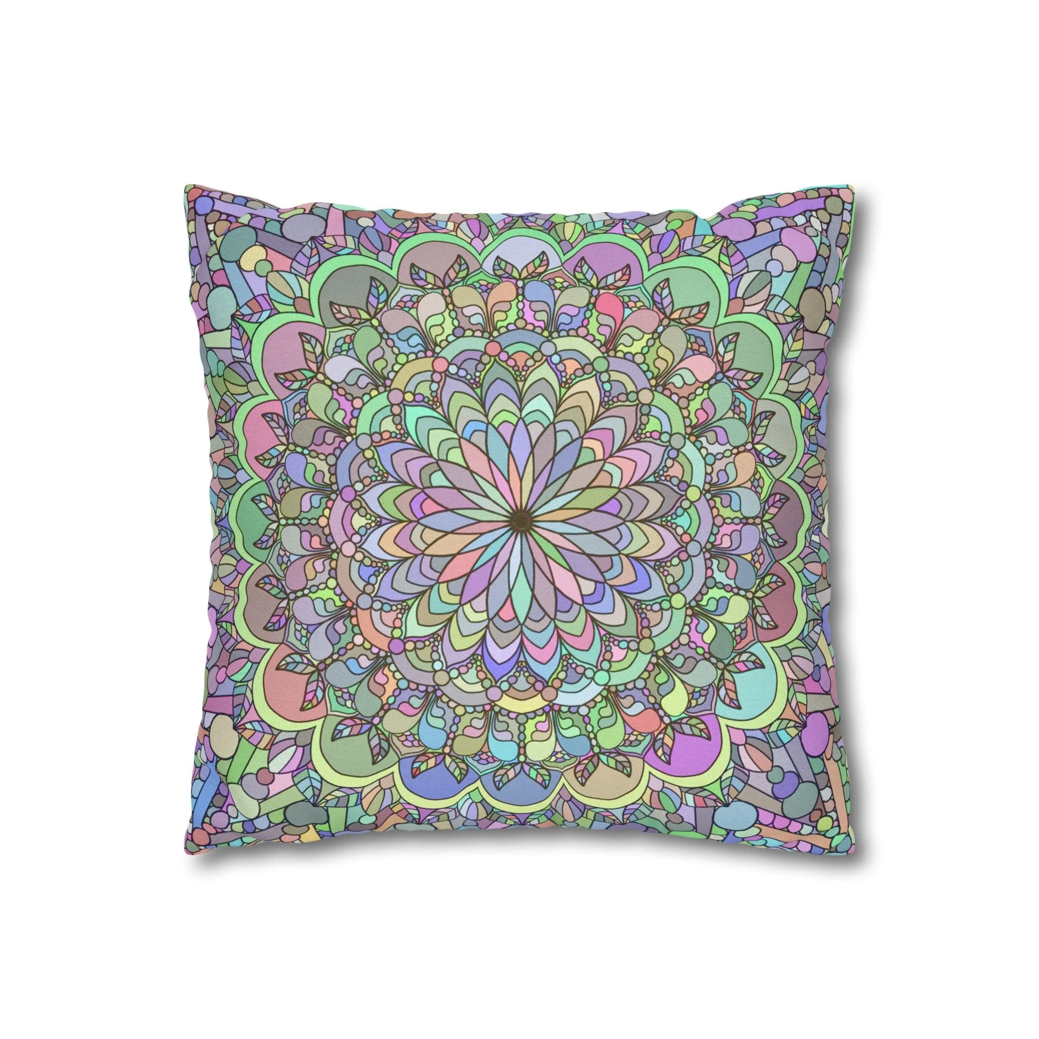 Handmade Mandala Art Square Pillowcase - Pastel Colors