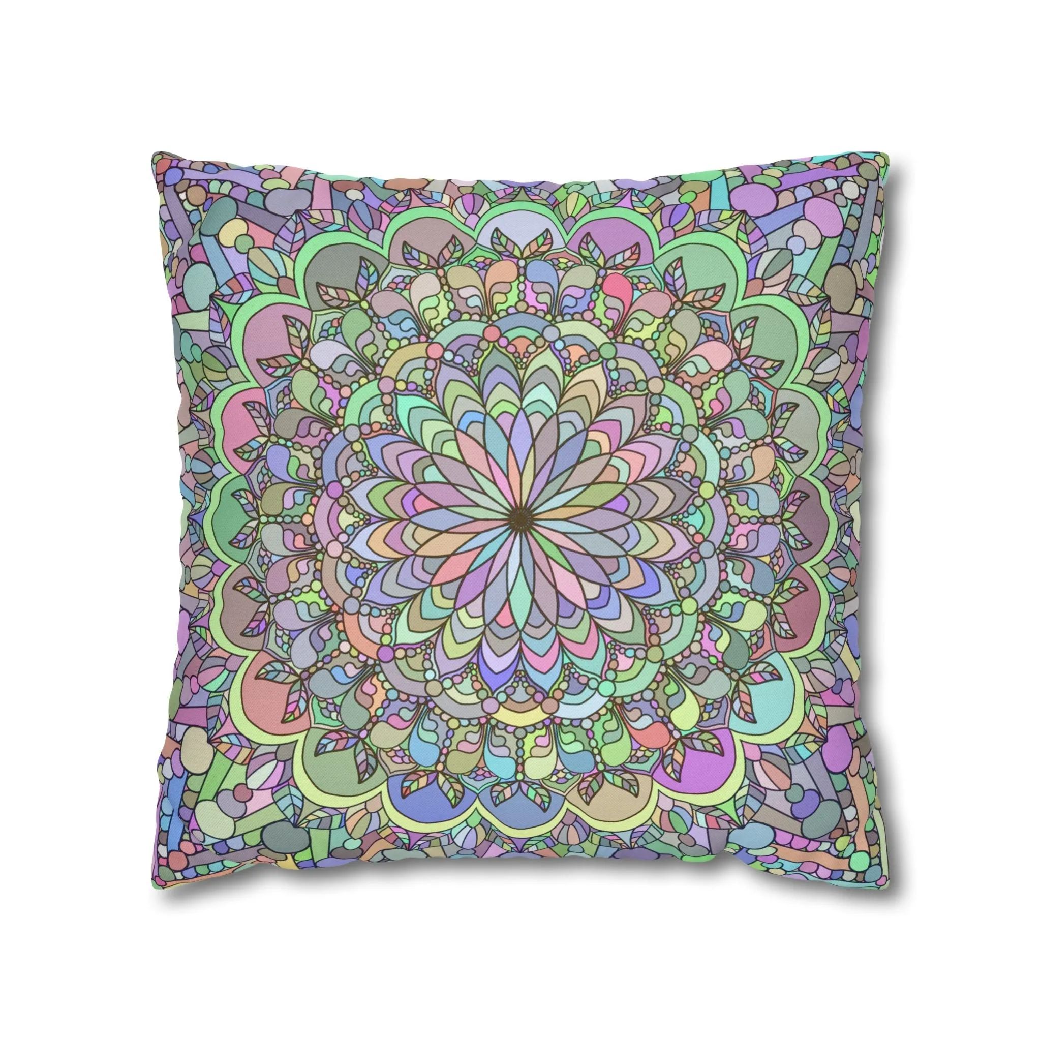 Handmade Mandala Art Square Pillowcase - Pastel Colors
