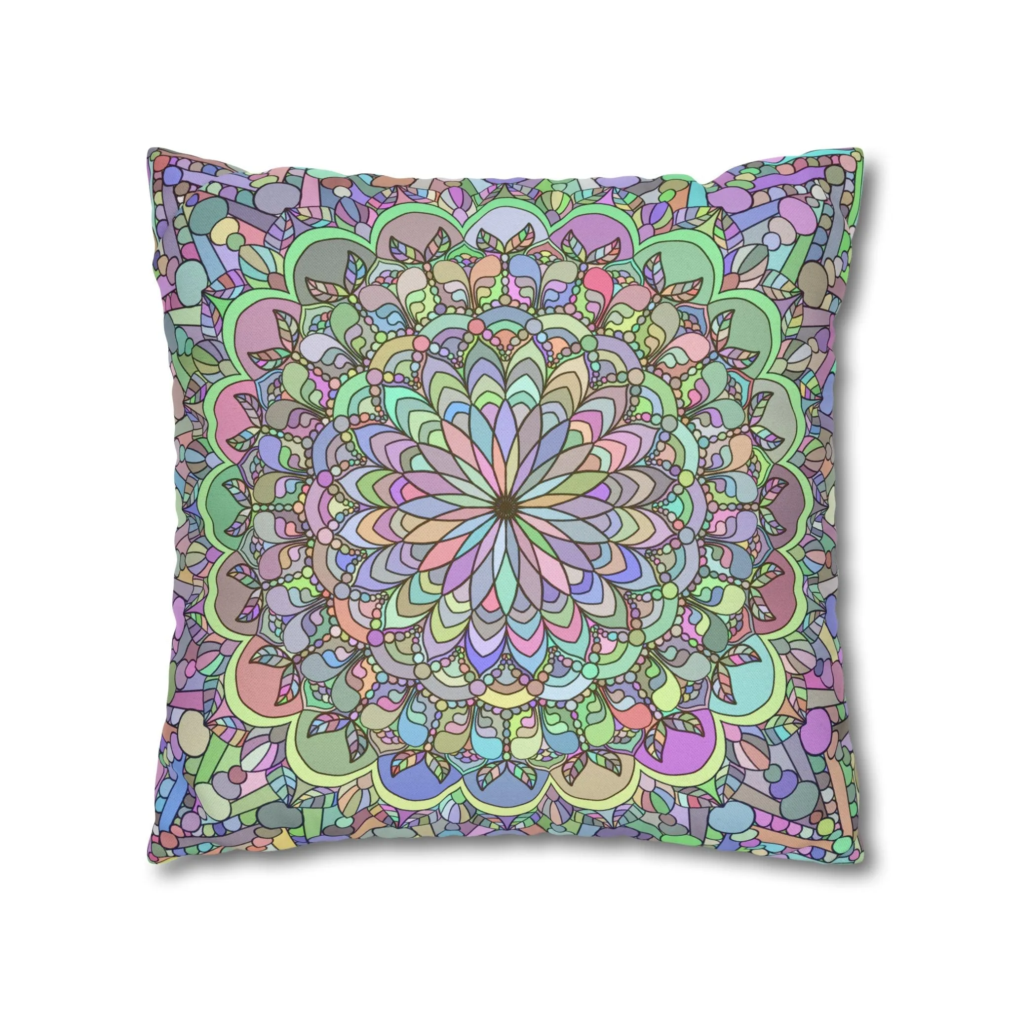 Handmade Mandala Art Square Pillowcase - Pastel Colors