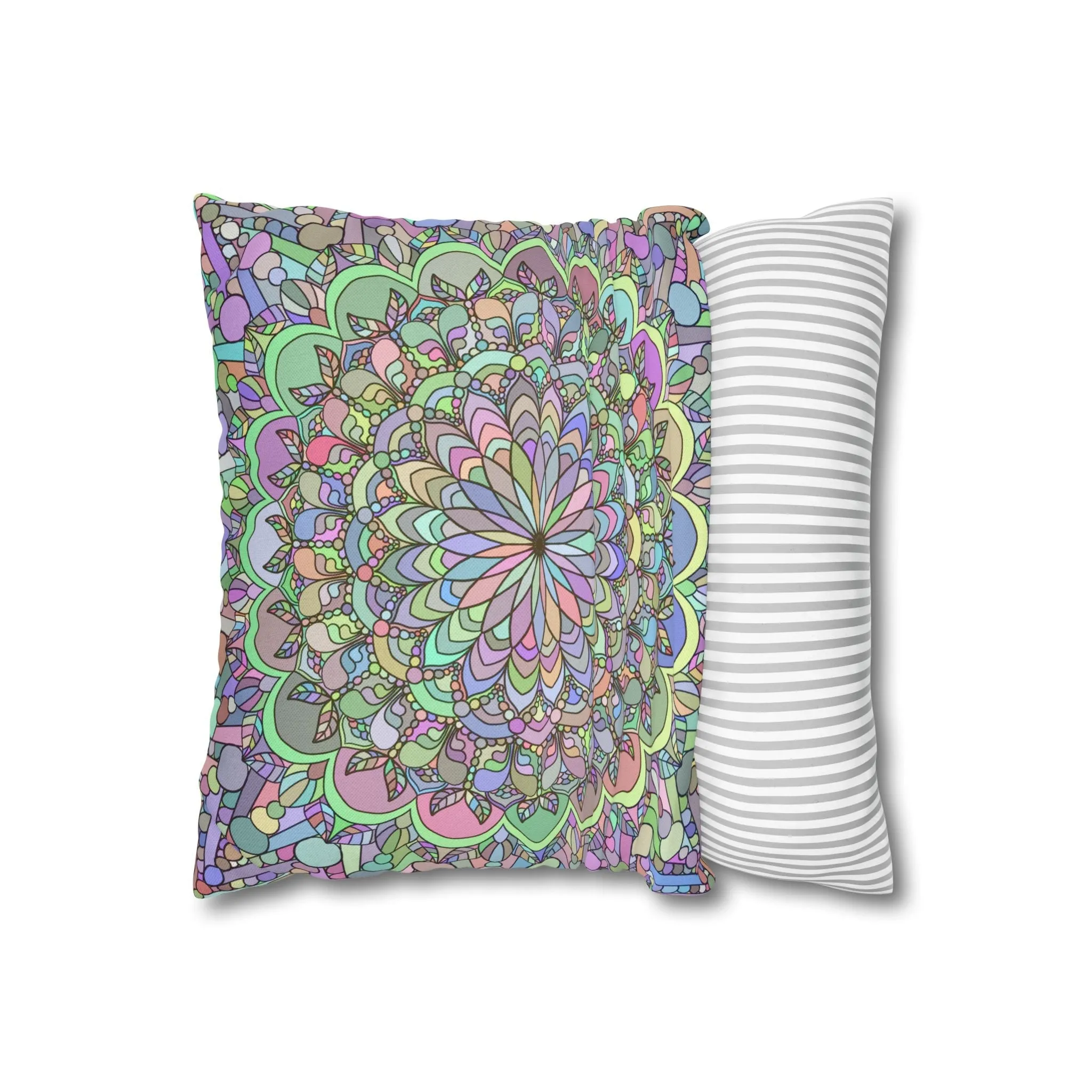 Handmade Mandala Art Square Pillowcase - Pastel Colors